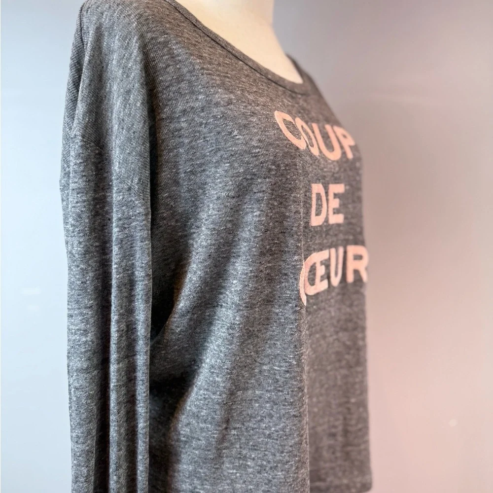 Zadig & Voltaire Gray Long Sleeve Tee with Pink Print - Picture 2 of 7